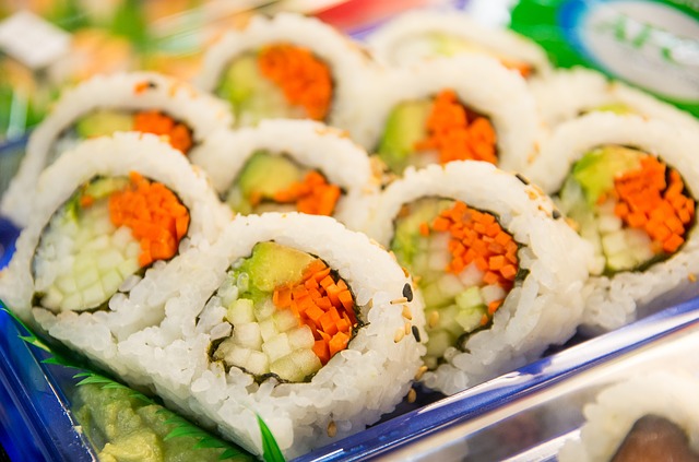 sushi, zelenina, rýže